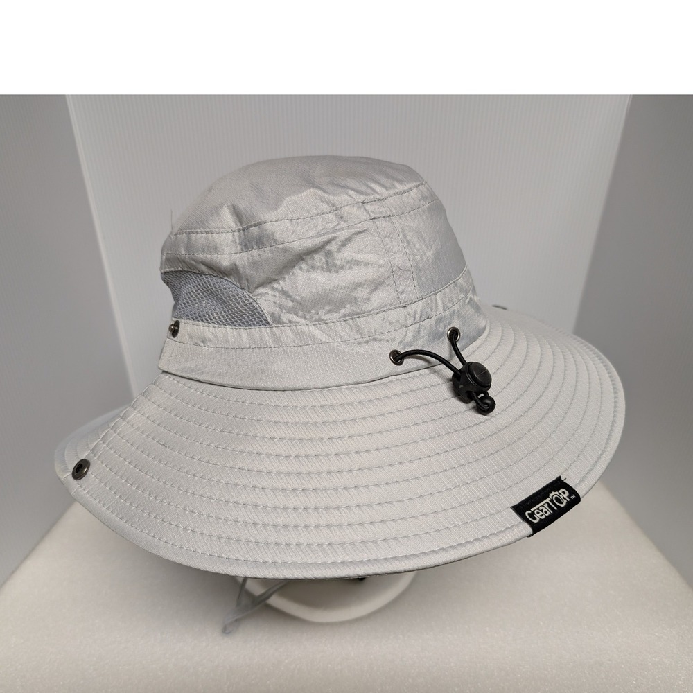 GearTOP Sun Hat Wide Brim UPF 50+ Fishing Hiking Gray Mesh Vent One Size NWOT